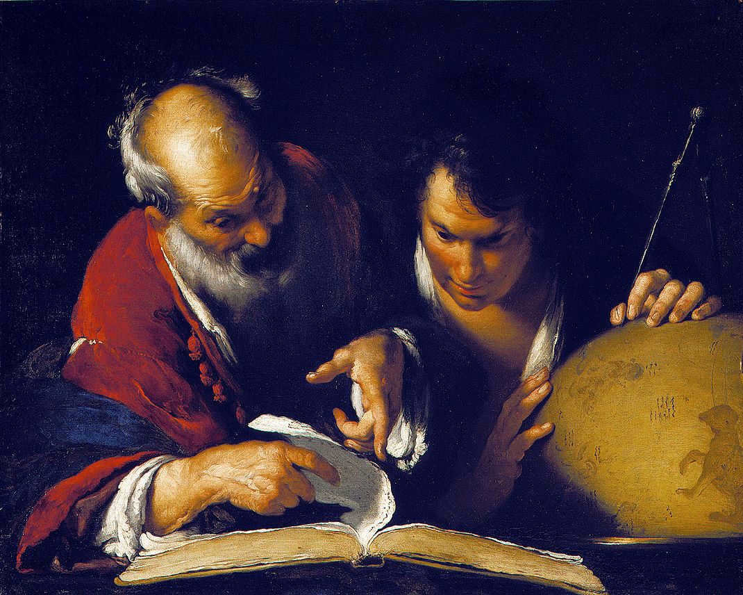 Eratosthenes teaching in Alexandria (1635, Bernardo Strozzi, Montreal Museum of Fine Arts)