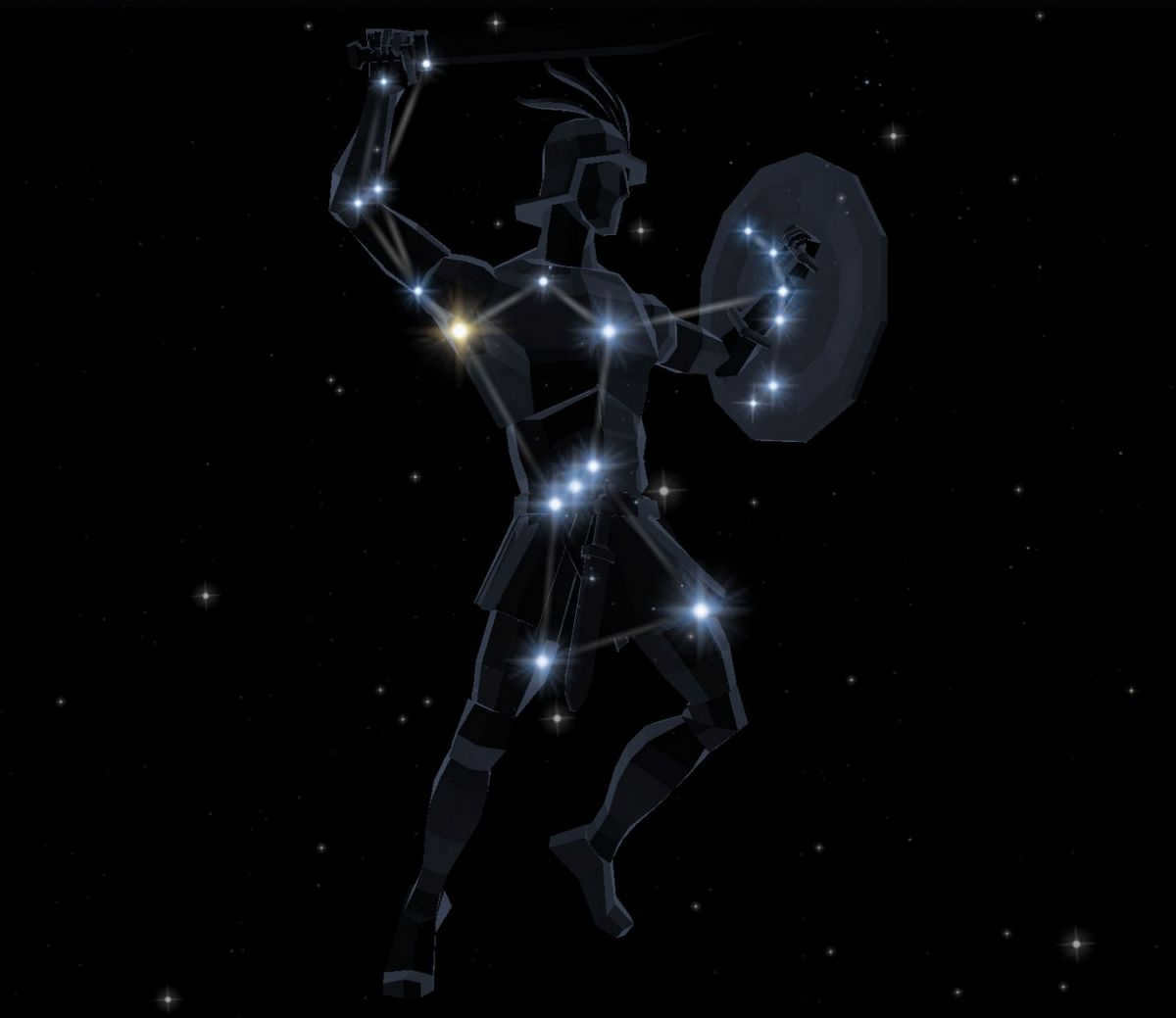 The ancient Greek constellation Orion resembles a human figure and is named after the Greek mythological hunter Orion After his death, Poseidon memorialized his son by creating a constellation in the form of a human shepherd