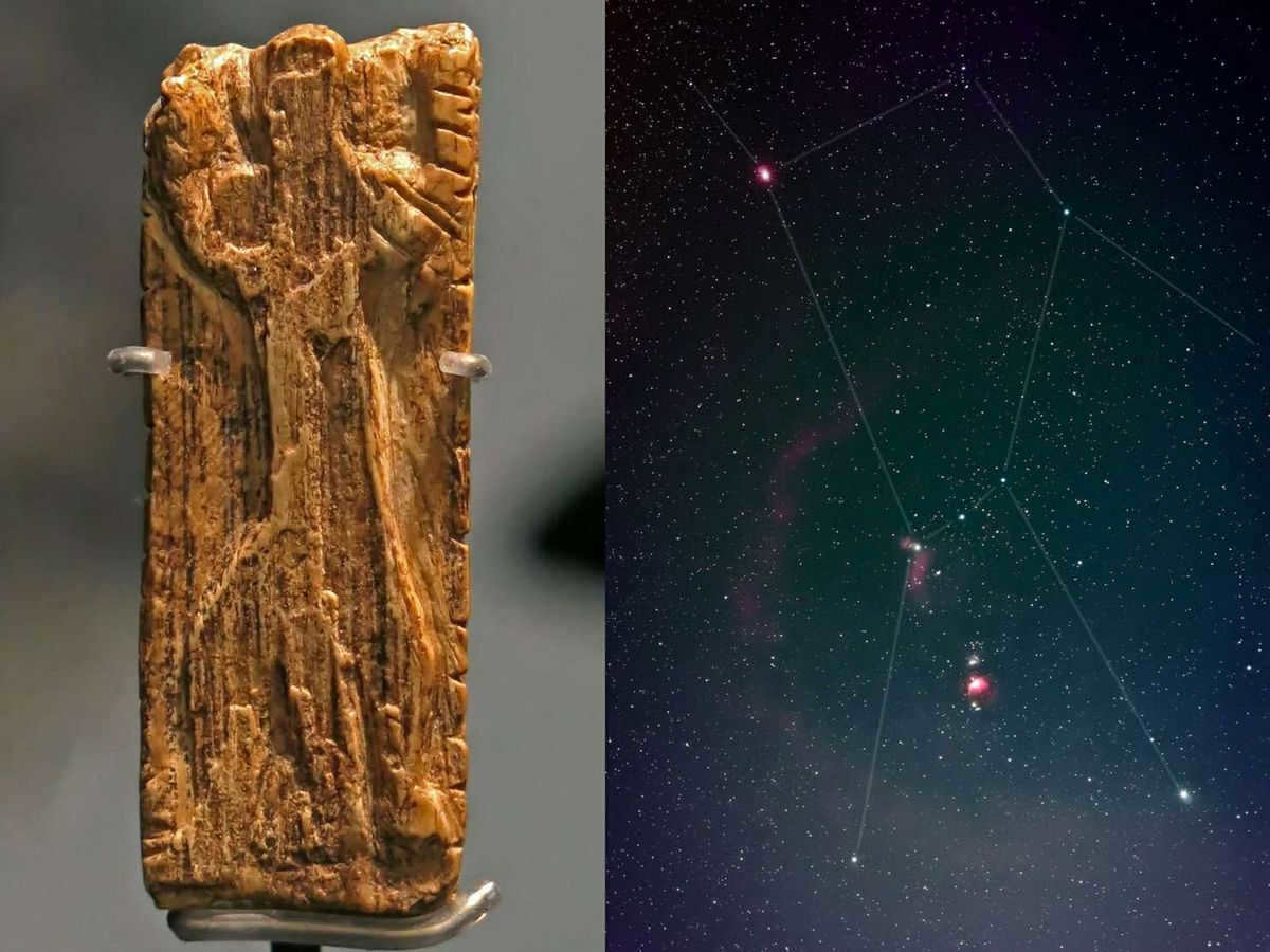 The oldest image of a star pattern, the famous Orion constellation, has been recognized on an ivory tablet that is about 32,500 XNUMX years old. On a tiny strip of mammoth tusk is carved a human figure with outstretched arms and legs in the same pose as the stars of Orion.