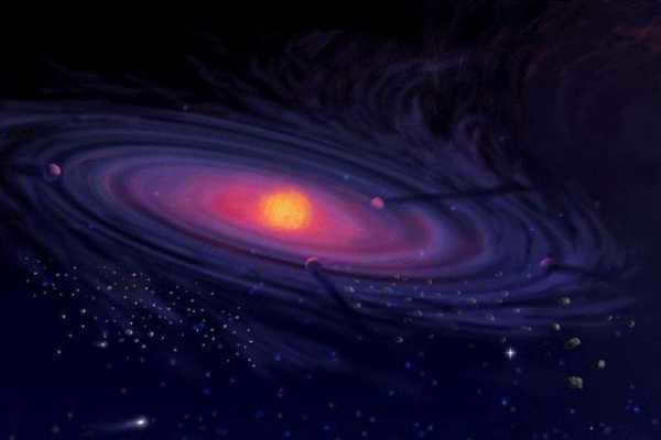 Protosun and protoplanets, drawn by an artist.