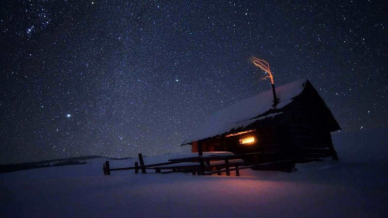 Winter night sky