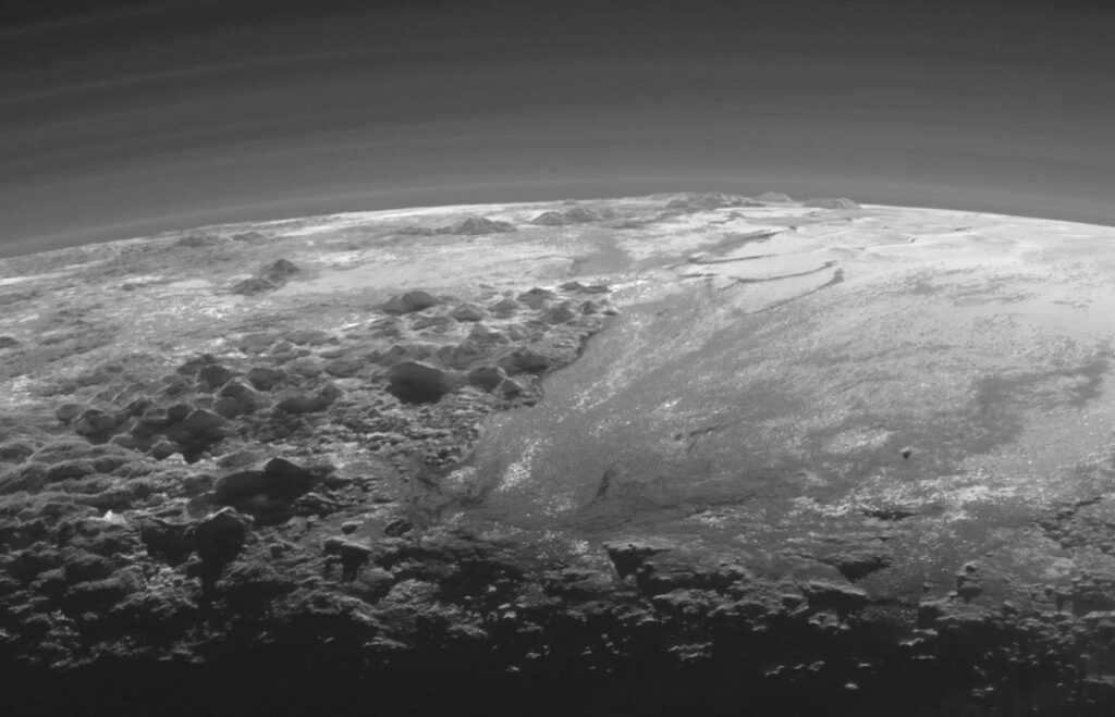 Pluto's surface as seen by the New Horizones spacecraft