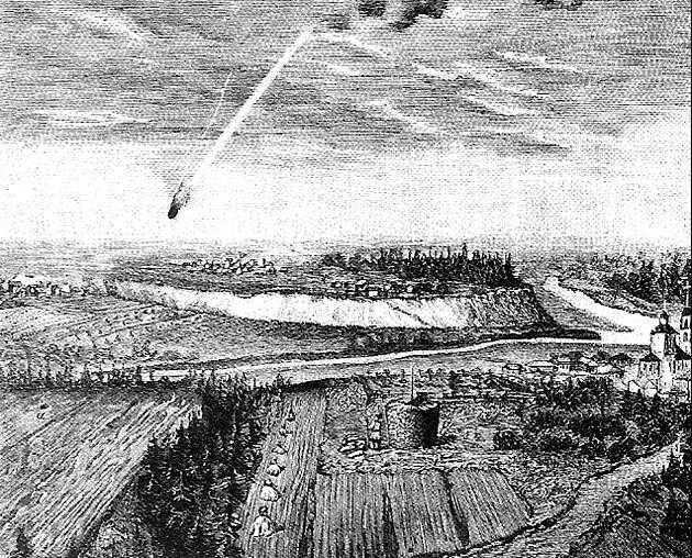 Meteorite fall in Tabori. Fig. N. Zemtsov