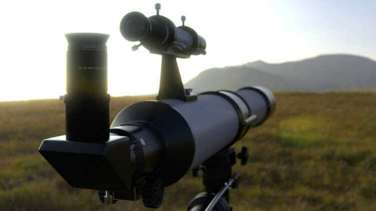 How an expensive telescope differs from a cheap one. In an expensive telescope objects look clearer and more detailed. Photo.