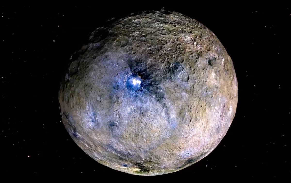 Dwarf planet, Ceres, surface, Occator crater, photo, NASA, space, stars