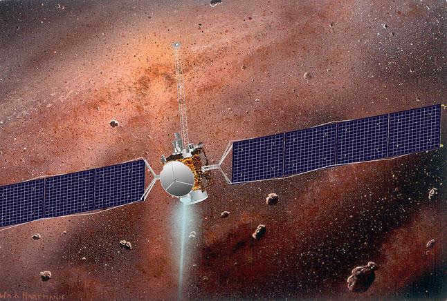 illustration, automatic interplanetary station, AMS, Dawn, asteroid belt, space, space