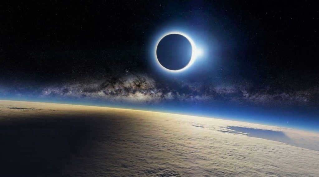 Solar eclipse over the Earth's surface