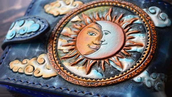 sun and moon on a purse