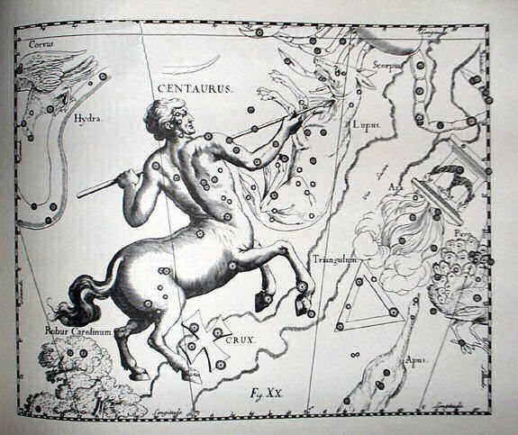 The constellation Centaurus in Jan Hevelius' atlas of the starry sky