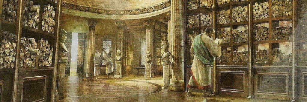 The Library of Alexandria, founded by Ptolemy I