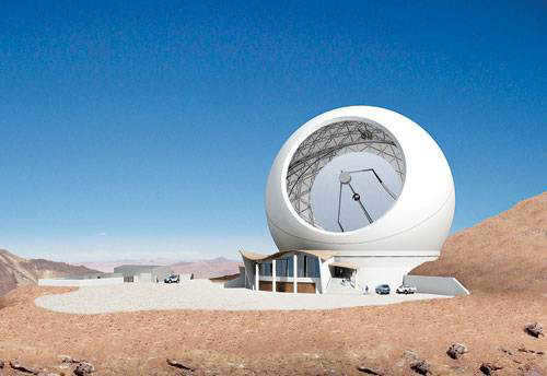 Mirrored telescope schemes are currently dominant in astronomy. They are used not only for optical instruments, but also for telescopes observing in other bands. Pictured here is one version of a telescope for observations in the far infrared and submillimeter range, a joint development between Cornell University and the California Institute of Technology. The 25-meter reflector, based on the Ritchie-Cretien scheme, is proposed to be built by 2015 in Chile's Atacama Desert. Popular Mechanics image