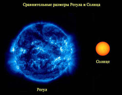 Comparative size of Regulus and the Sun