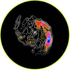 Radio galaxy: map of radio brightness isolines