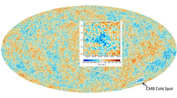 Fig. 6. Map of relic radiation fluctuations with a cold spot