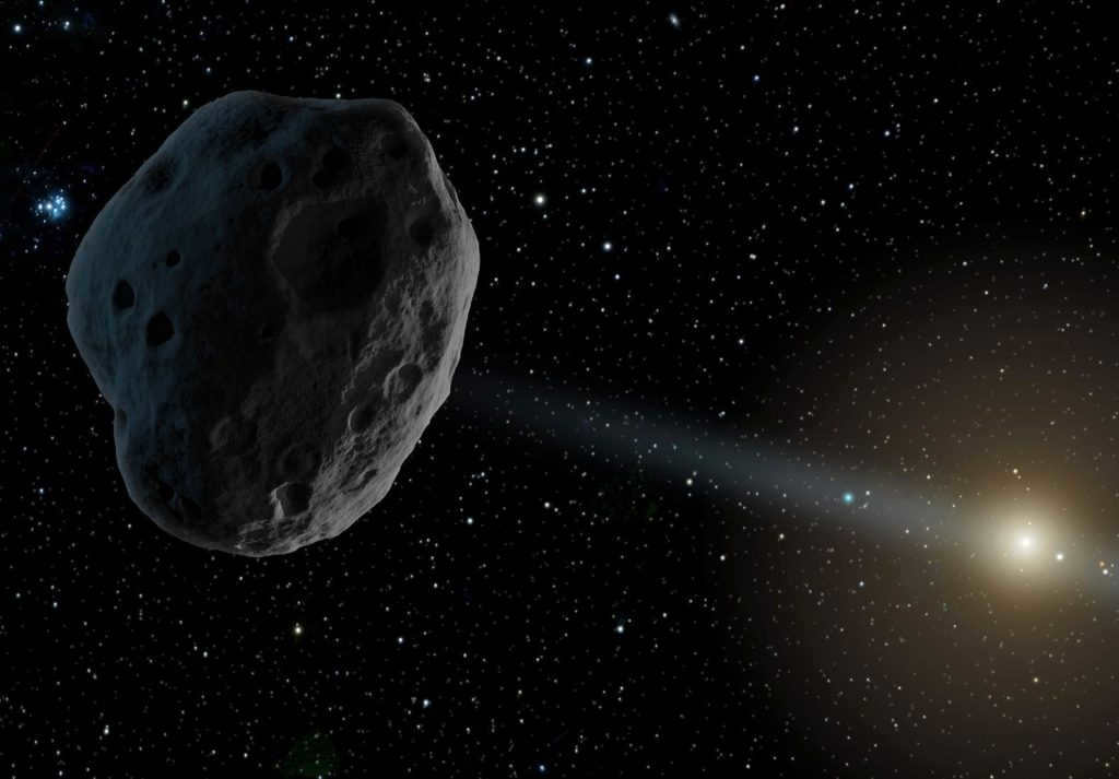 An asteroid in space