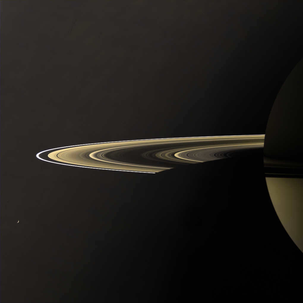 Saturn is a gas giant surrounded by many rings.