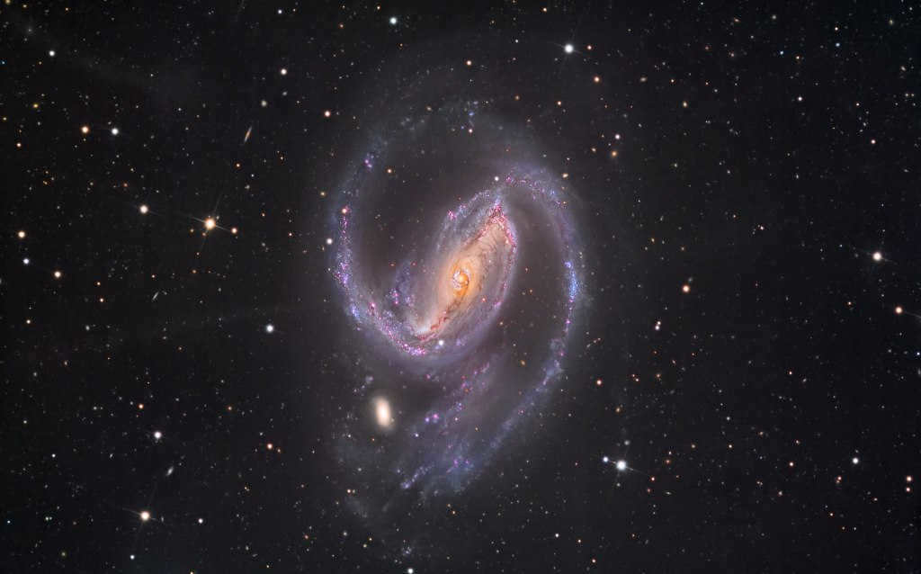 NGC 1097 is a spiral galaxy in the constellation Furnace