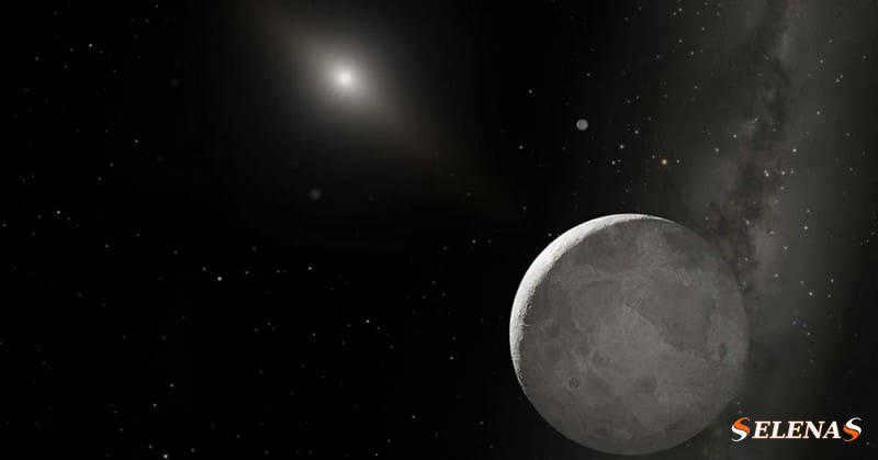 The dwarf planet Eris and its companion Dysnomia, far beyond the Kuiper Belt.