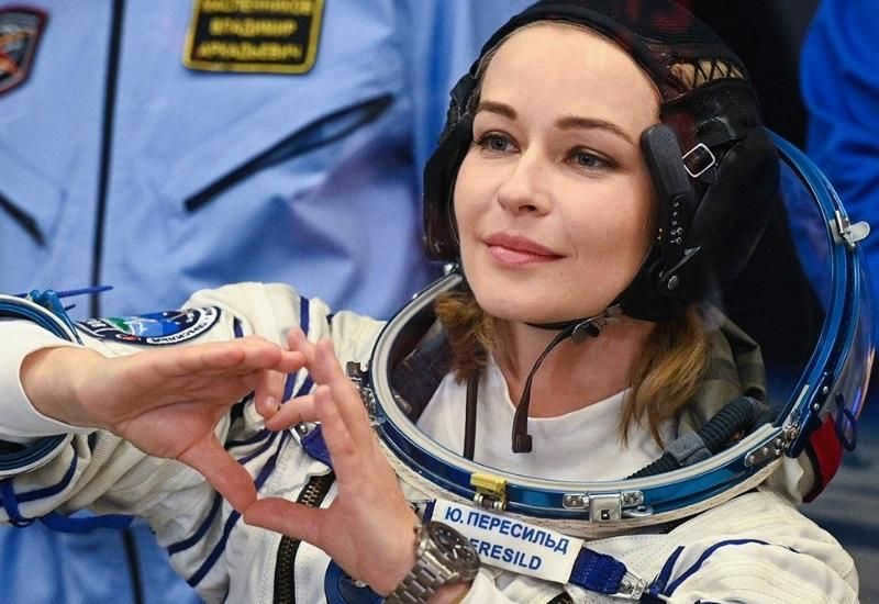 Theater and film actress Yulia Peresild before a flight into space.