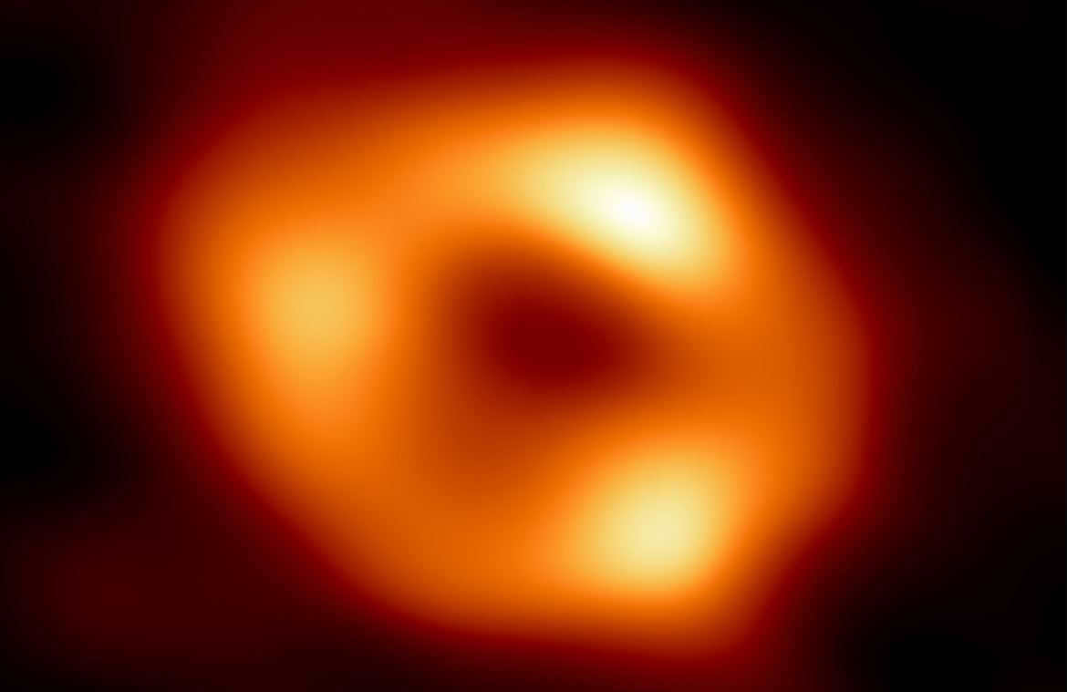 The first image of the Sagittarius A* (Sgr A*) black hole at the center of our Milky Way galaxy.