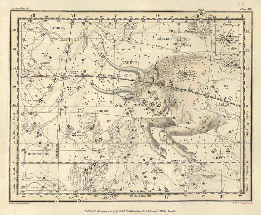 Orion and Taurus. This plate contains 13 maps.