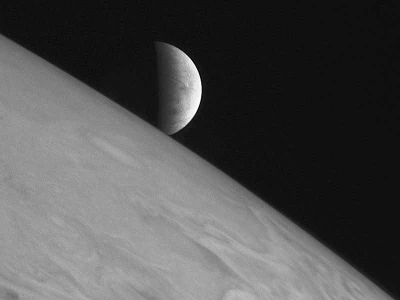Europa rising over Jupiter
