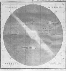Object M31 - the Andromeda Nebula. Drawing by Ch. Messier. Published in 1807.