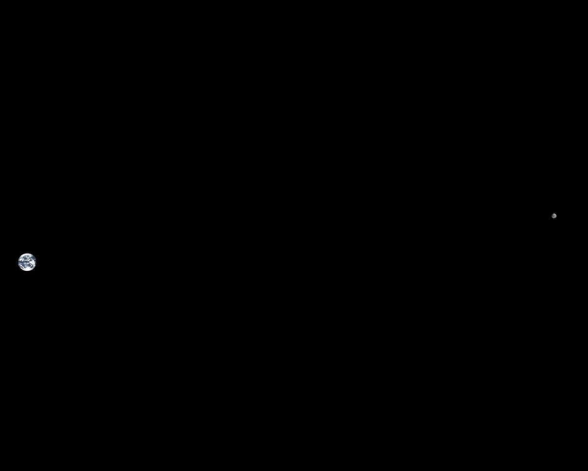 The distance between the Earth and the Moon.