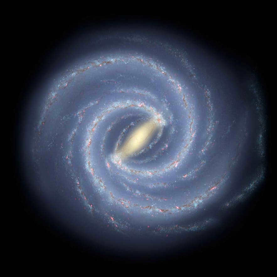 Artistic interpretation of the Milky Way observed from above the north pole point.