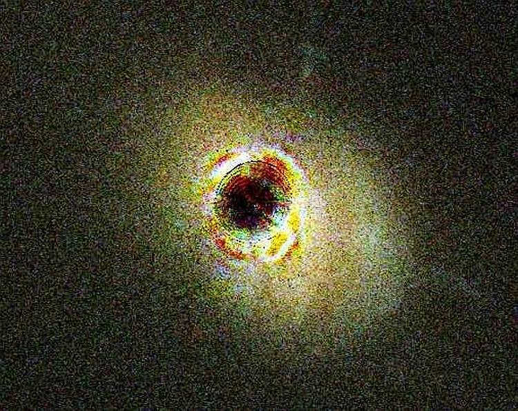 A radio telescope image of a quasar