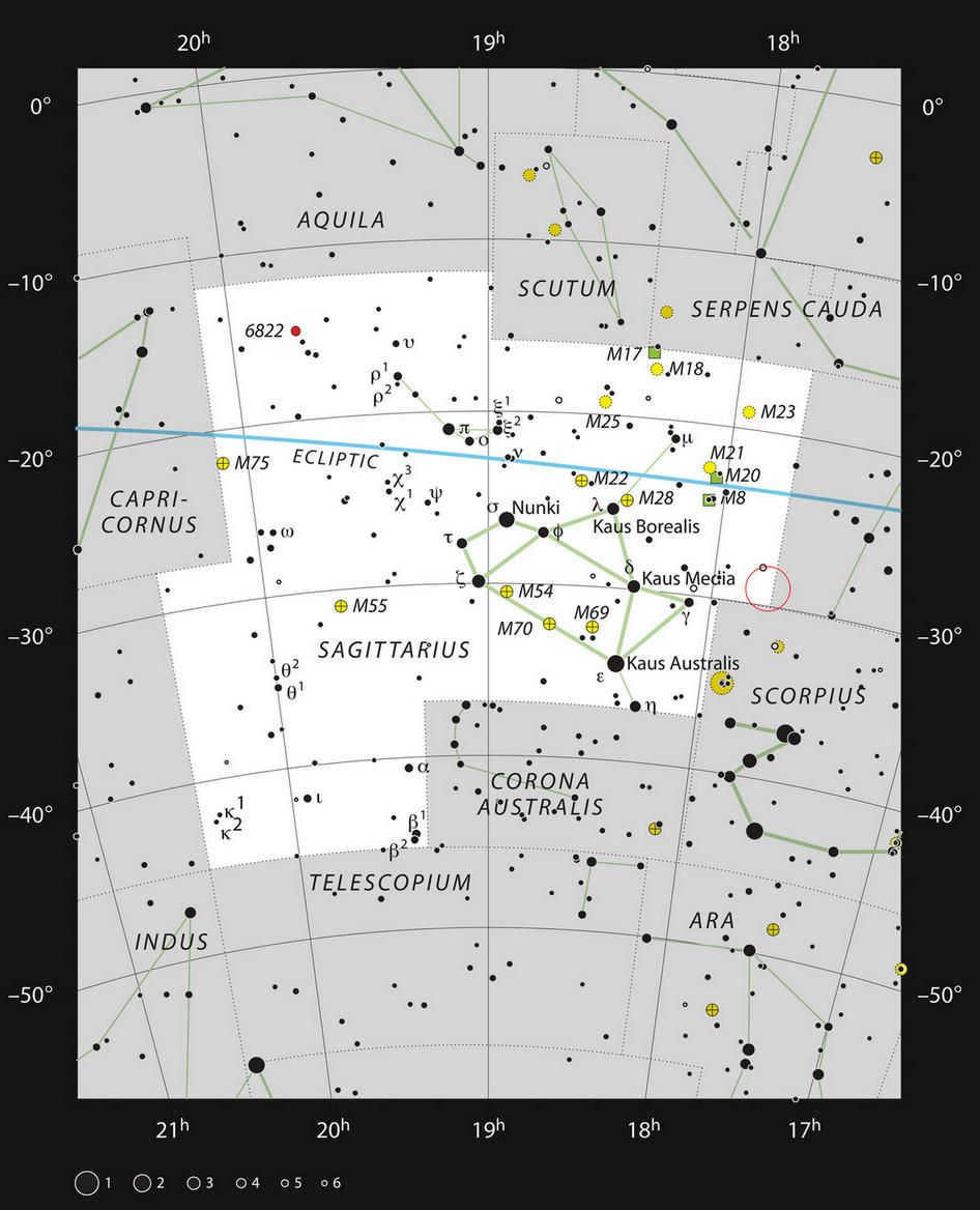 Map of the constellation Sagittarius