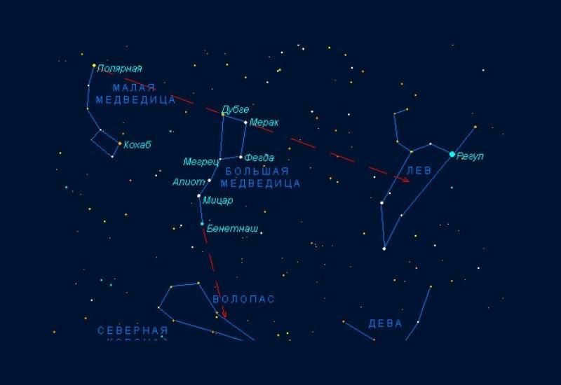 Location of the constellation Leo in the night sky