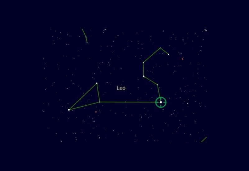 Location of Regulus in the constellation of Leo