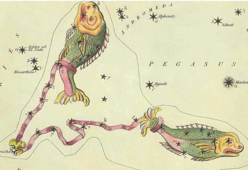 Mythological representation of the constellation of Pisces