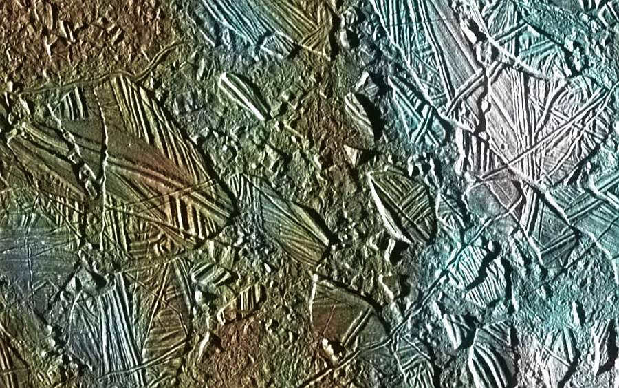 Frozen ice hummocks on the surface