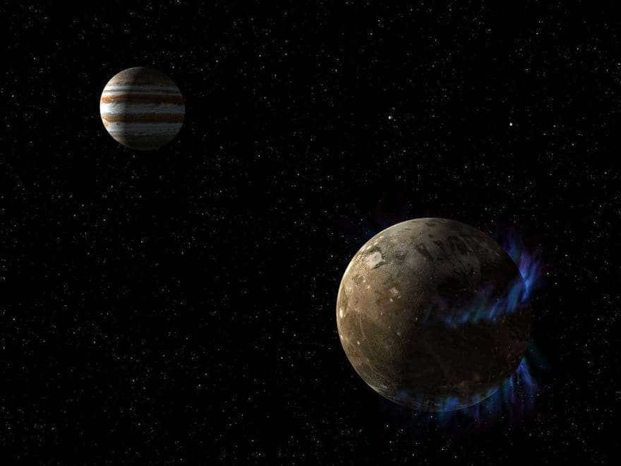 Artistic concept of the aurora on Ganymede