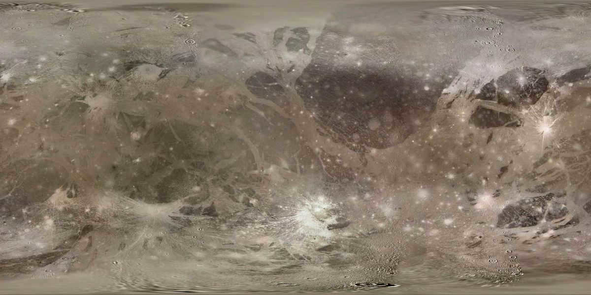 Map of the surface of the satellite Ganymede