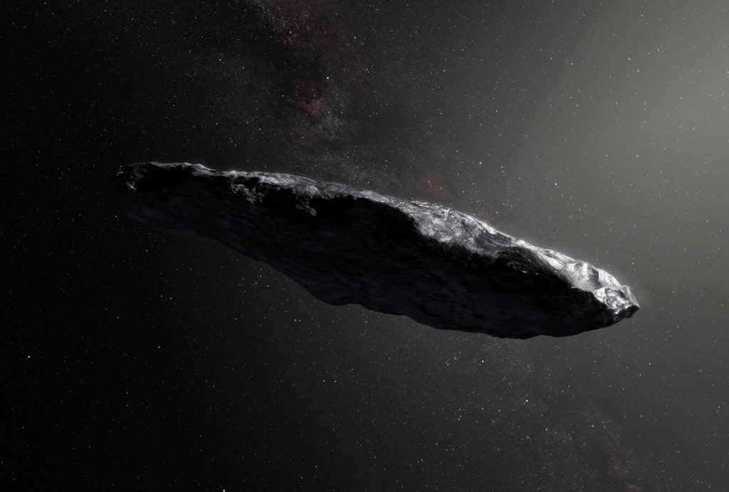 1I/Oumuamua - the first discovered interstellar object passing through the Solar System (artist's conception)