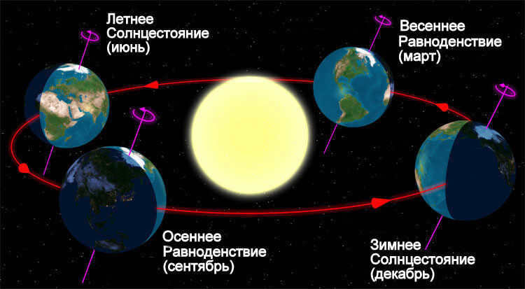 Earth's rotation. Earth's orbit.