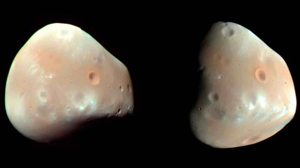 Deimos, a satellite of Mars.