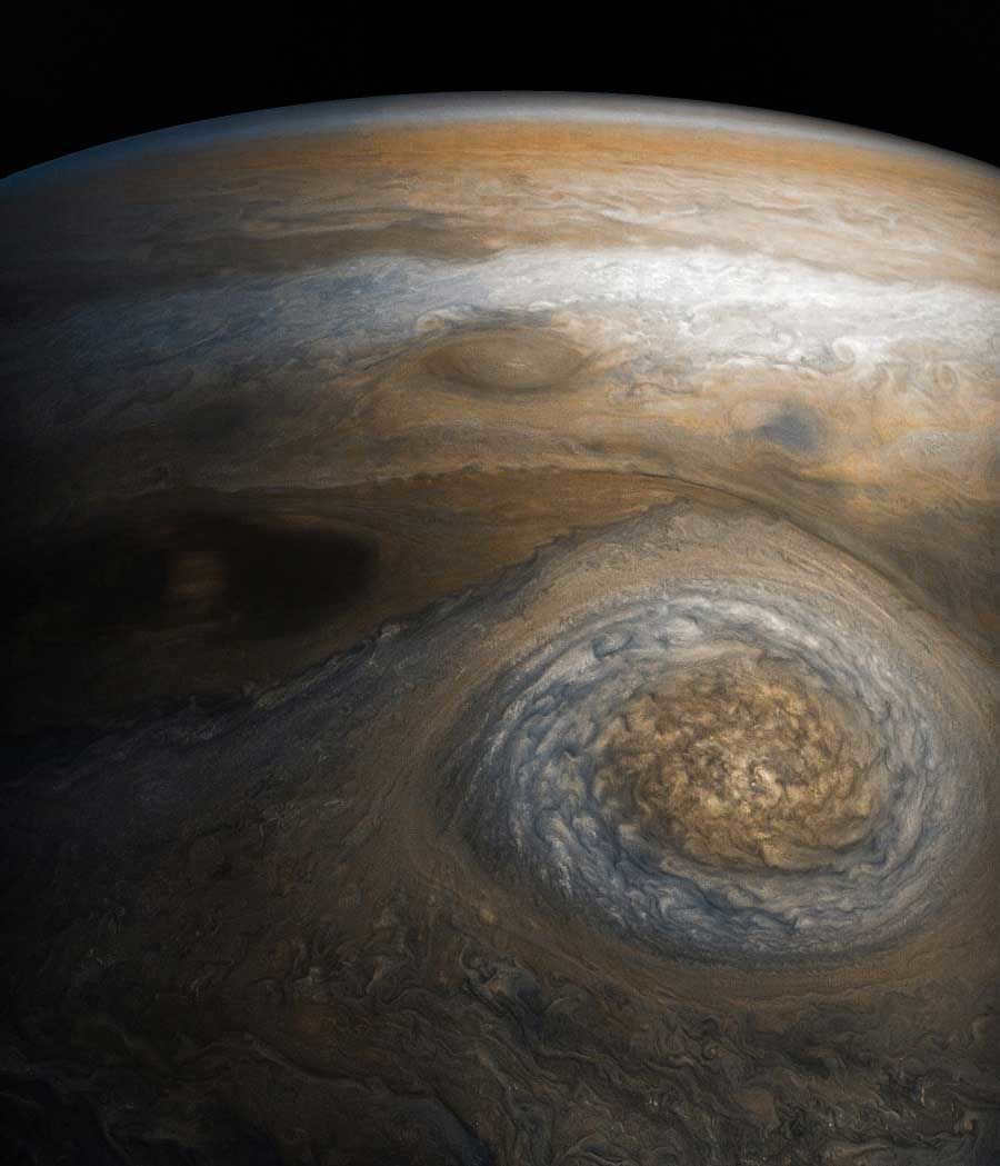 A small red spot on Jupiter.
