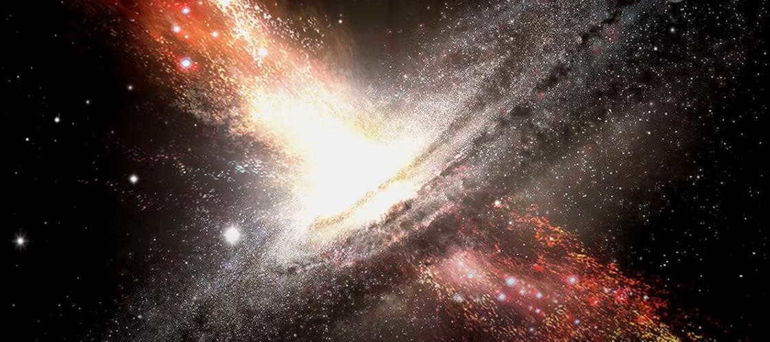 A bright explosion against the background of dark space