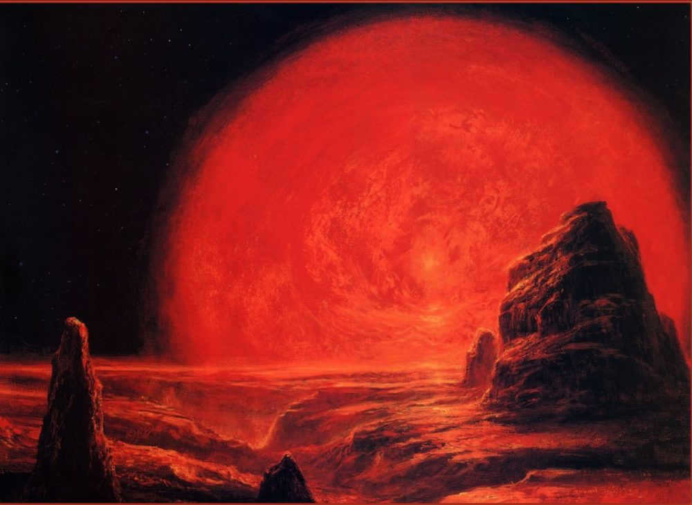 The transformation of the Sun into a red giant.