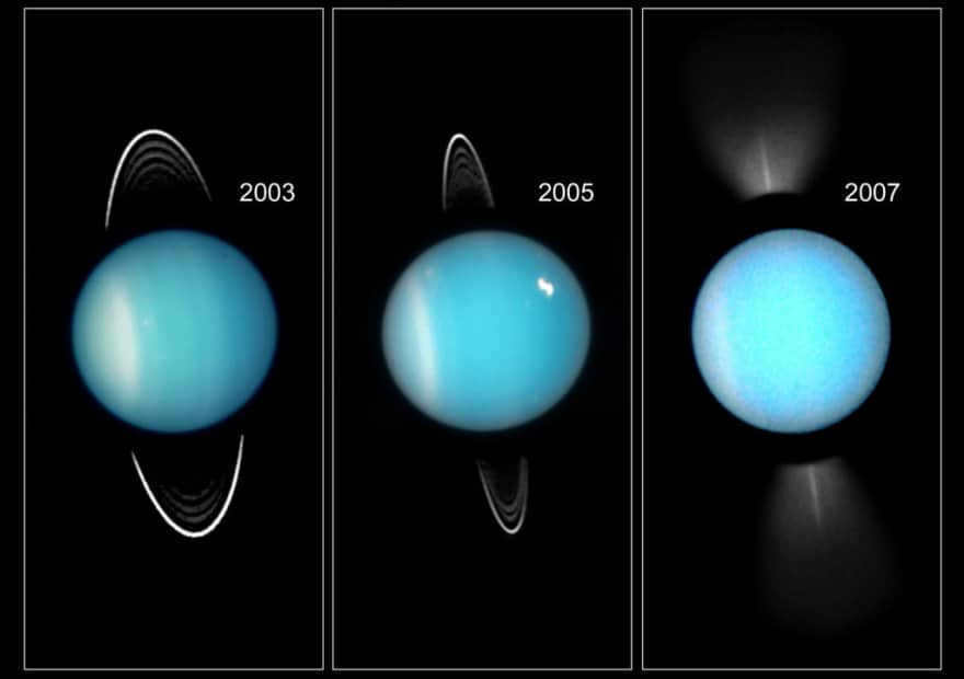 Uranus as imaged by the Hubble Space Telescope.