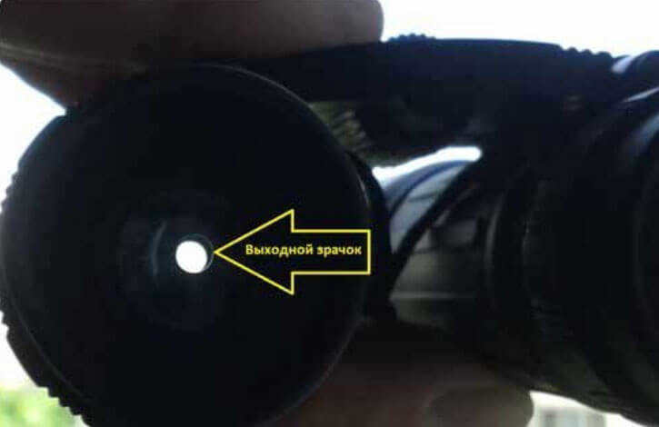 Diameter of the exit pupil of binoculars