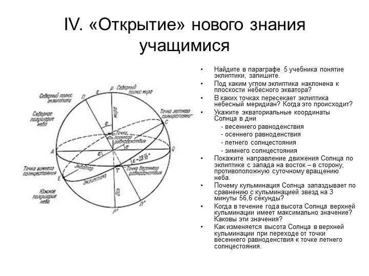 IV. "Discovery" of new knowledge by studentsFind the concept in paragraph 5 of the textbook. 