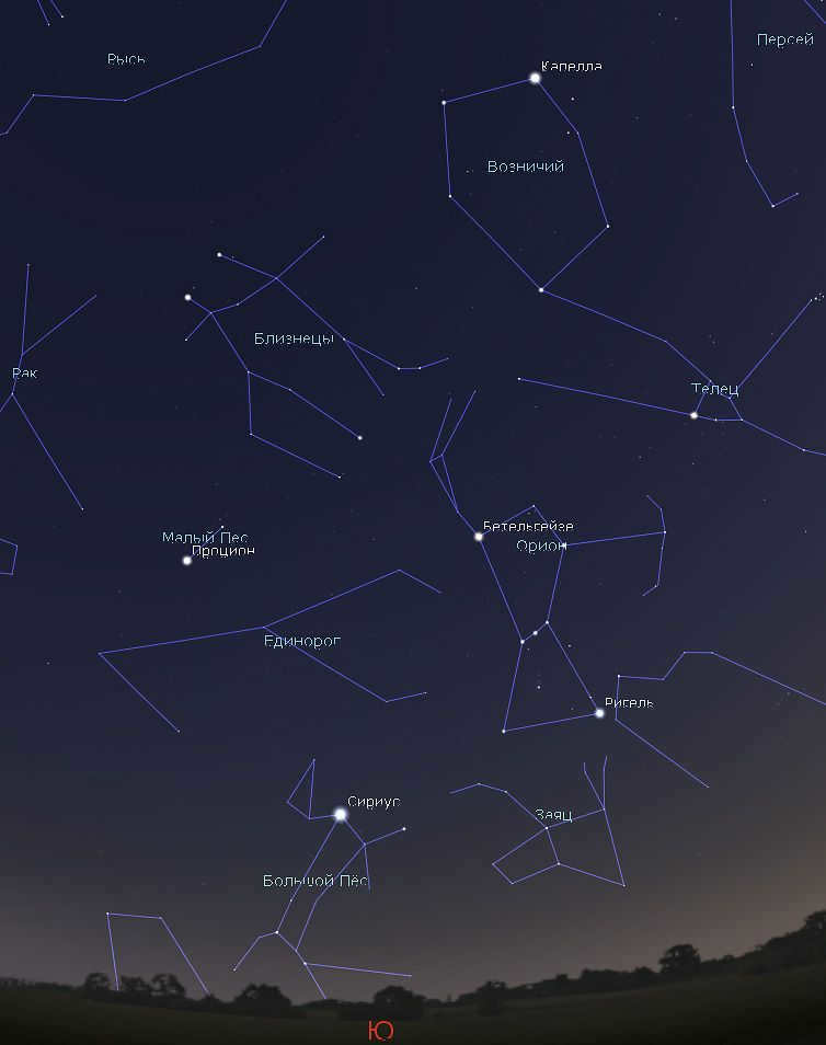 Winter constellations in March