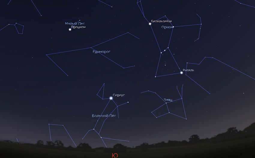 Unicorn constellation in the sky