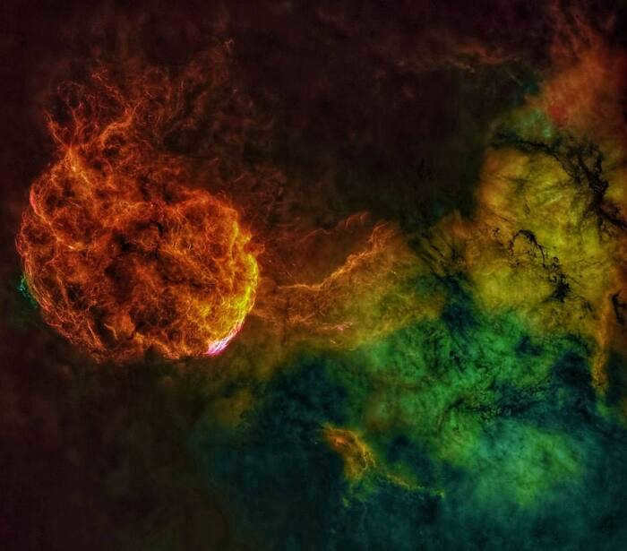 Jellyfish Nebula shot in three narrow bandpass filters Nebula, Cosmos, Astronomy, Galaxy, Universe, Astrophoto