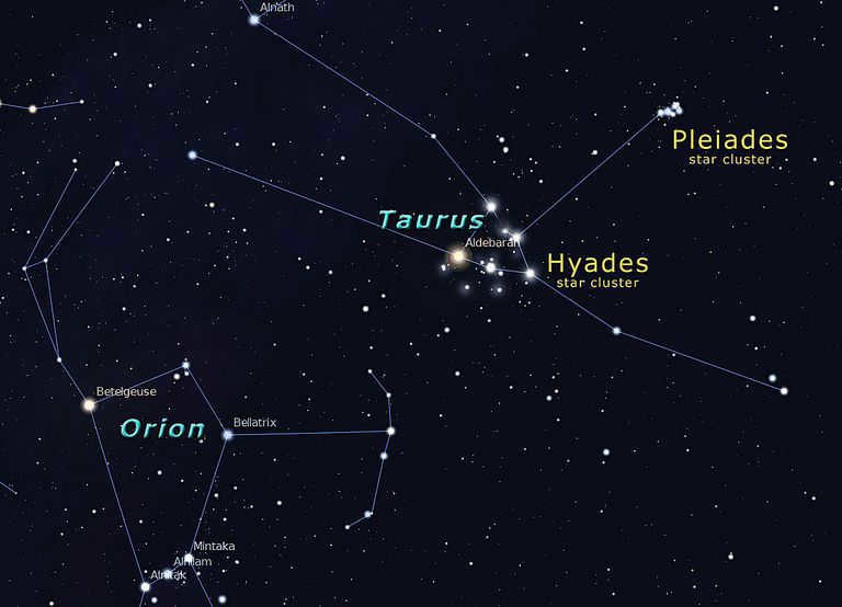Hyades and pleiades finder chart